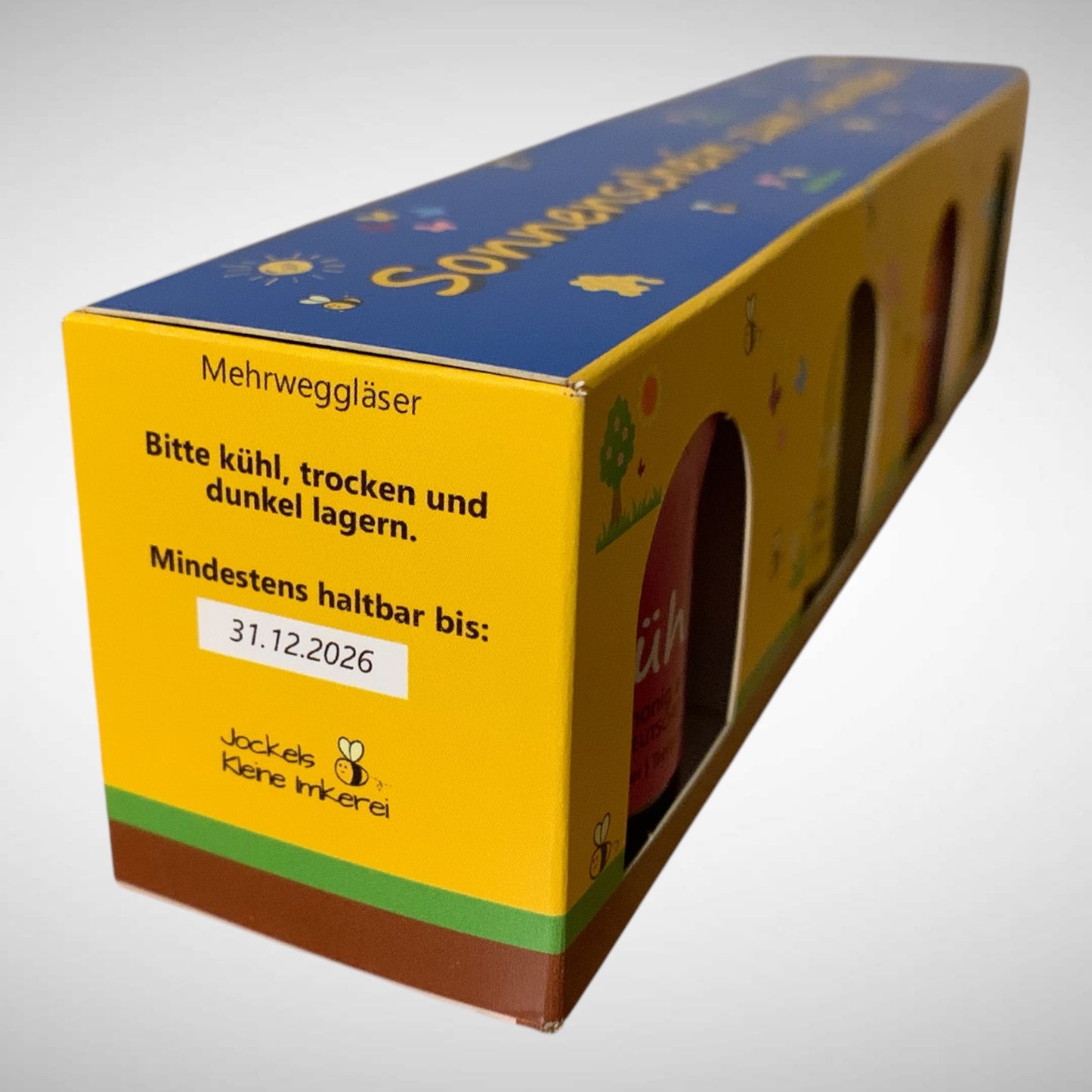 Geschenk-Set 4 x 50g Honig in hochwertiger Holzkiste oder im Schmuckkarton